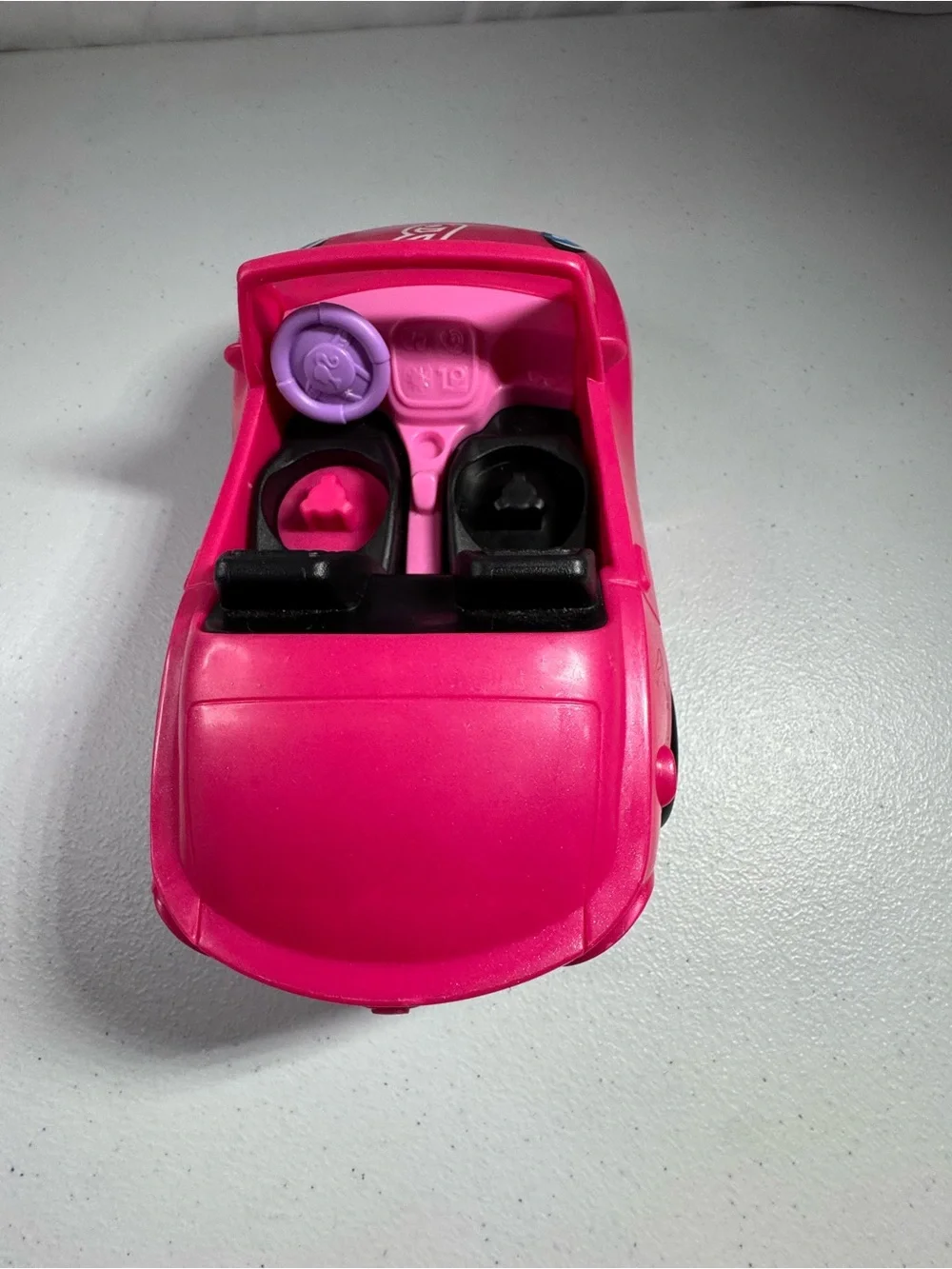 Barbie Little People Pink Kids Convertible Toy Car with Playful Face